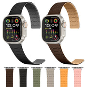 For Apple Watch 42mm Two Color Loop Magnetic Silicone Watch Band(Khaki+Light Green)