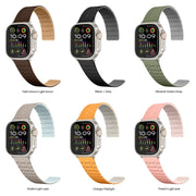 For Apple Watch Ultra 49mm Two Color Loop Magnetic Silicone Watch Band(Orange+Starlight)