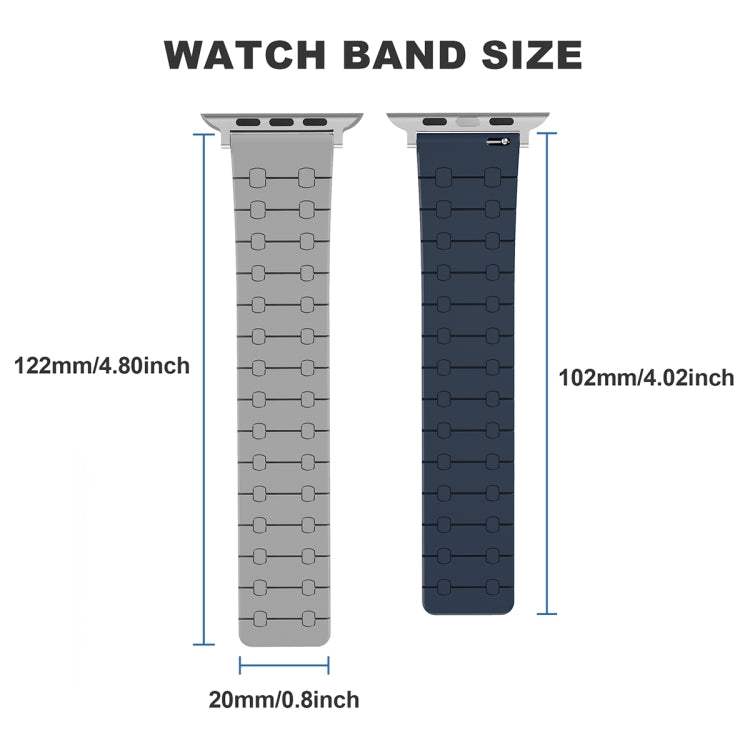 For Apple Watch Series 7 41mm Two Color Loop Magnetic Silicone Watch Band(Green+Grey)