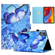 For Lenovo Tab M11 / Xiaoxin Pad 11 2024 Colored Drawing Sewing Pen Slot Leather Tablet Case(Butterflies)
