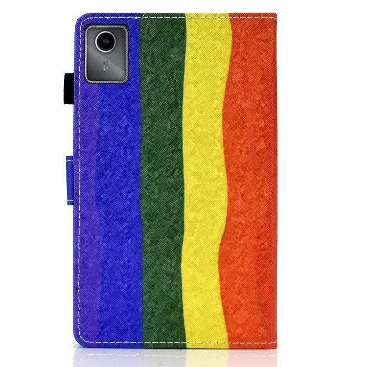 For Lenovo Tab M11 / Xiaoxin Pad 11 2024 Colored Drawing Sewing Pen Slot Leather Tablet Case(Rainbow)