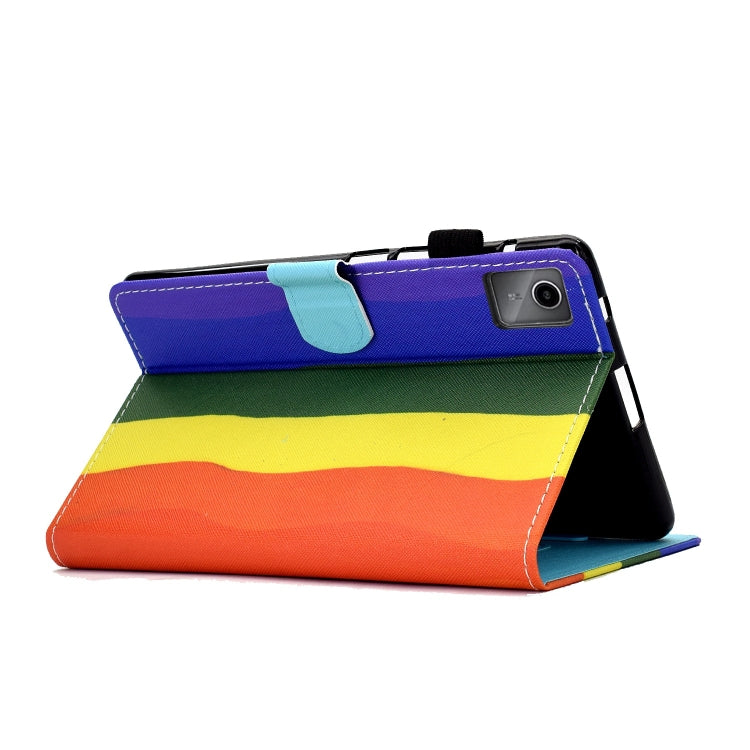 For Lenovo Tab M11 / Xiaoxin Pad 11 2024 Colored Drawing Sewing Pen Slot Leather Tablet Case(Rainbow)