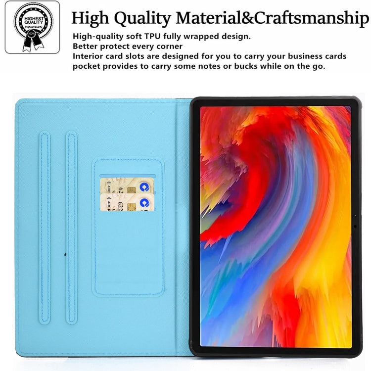For Lenovo Tab M11 / Xiaoxin Pad 11 2024 Colored Drawing Sewing Pen Slot Leather Tablet Case(Rainbow)