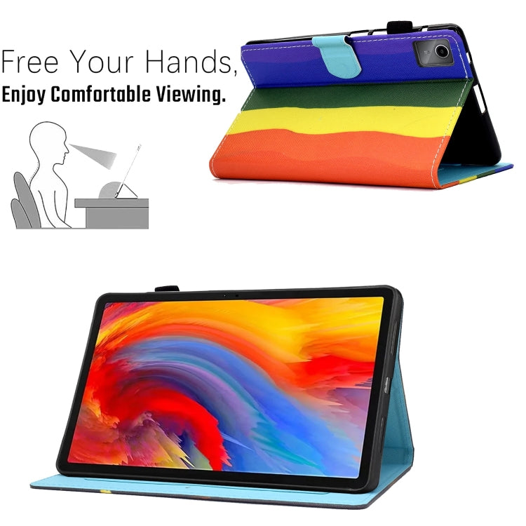 For Lenovo Tab M11 / Xiaoxin Pad 11 2024 Colored Drawing Sewing Pen Slot Leather Tablet Case(Rainbow)