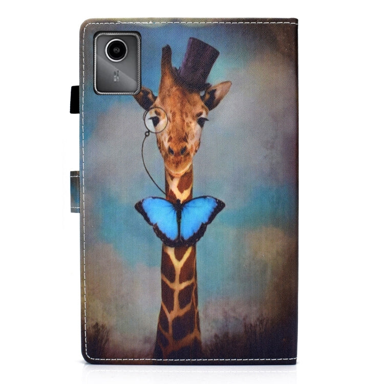 For Lenovo Tab M11 / Xiaoxin Pad 11 2024 Colored Drawing Sewing Pen Slot Leather Tablet Case(Deer Head)