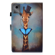 For Lenovo Tab M11 / Xiaoxin Pad 11 2024 Colored Drawing Sewing Pen Slot Leather Tablet Case(Deer Head)
