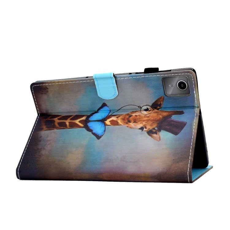 For Lenovo Tab M11 / Xiaoxin Pad 11 2024 Colored Drawing Sewing Pen Slot Leather Tablet Case(Deer Head)