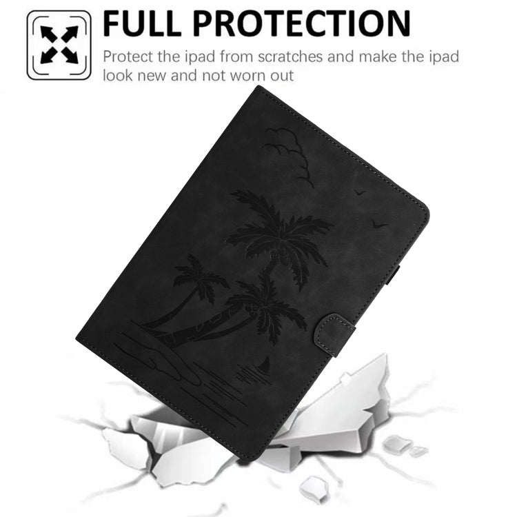 For 10 inch Universal Coconut Tree Embossed Leather Tablet Case(Black)
