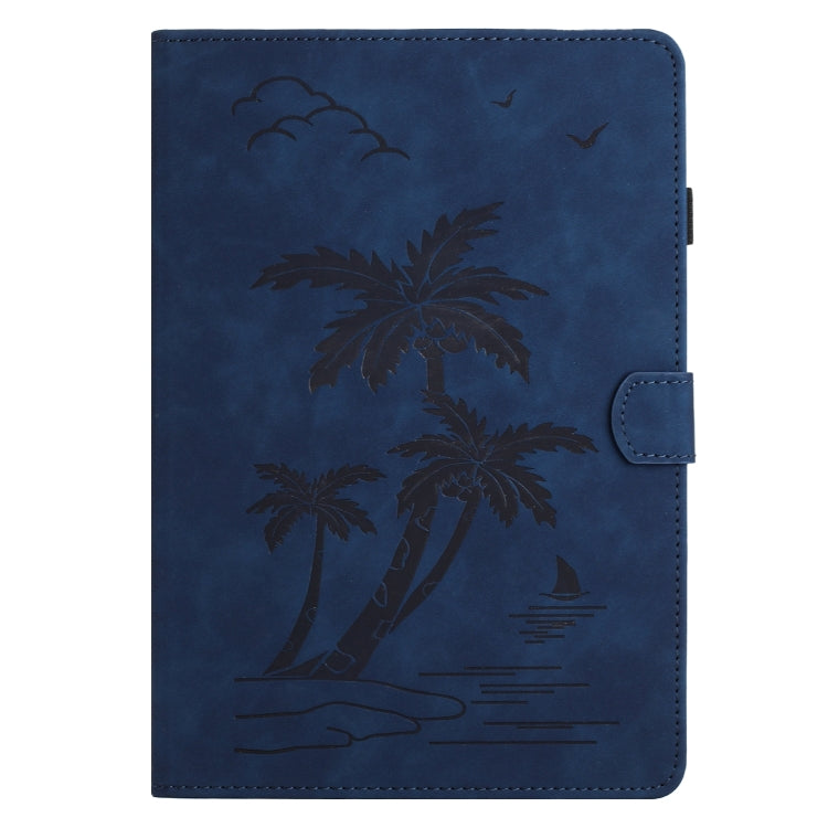 For 10 inch Universal Coconut Tree Embossed Leather Tablet Case(Blue)