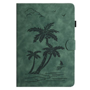 For 10 inch Universal Coconut Tree Embossed Leather Tablet Case(Green)