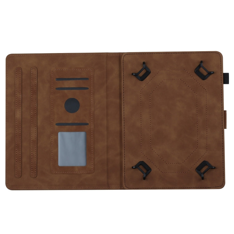 For 10 inch Universal Coconut Tree Embossed Leather Tablet Case(Brown)