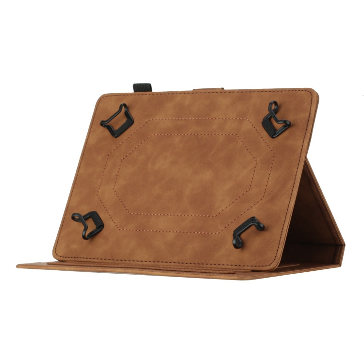 For 10 inch Universal Coconut Tree Embossed Leather Tablet Case(Brown)