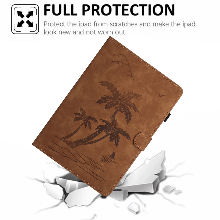 For 10 inch Universal Coconut Tree Embossed Leather Tablet Case(Brown)