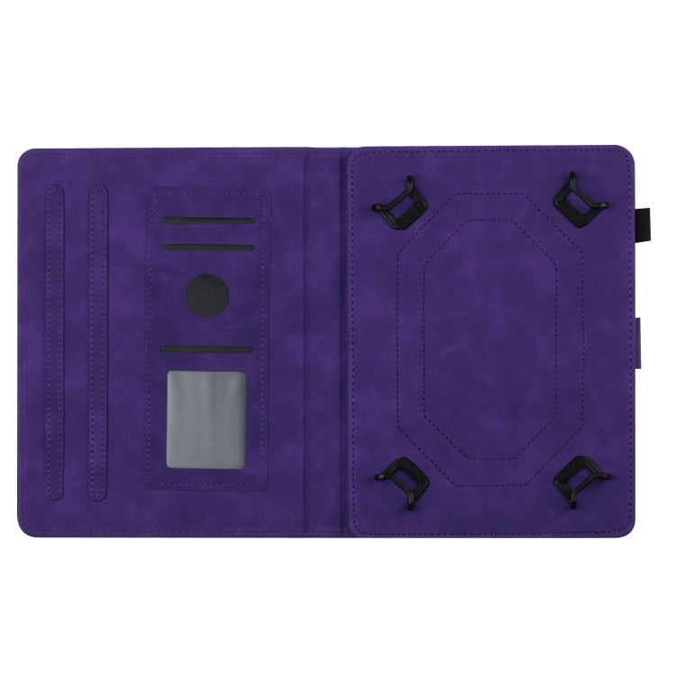 For 10 inch Universal Coconut Tree Embossed Leather Tablet Case(Purple)