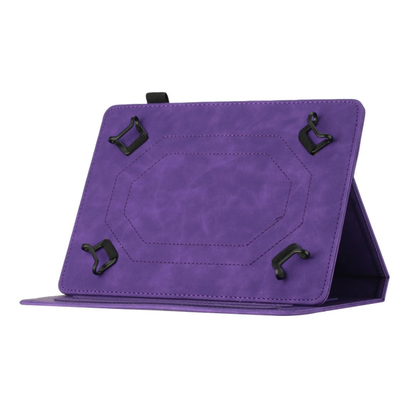 For 10 inch Universal Coconut Tree Embossed Leather Tablet Case(Purple)