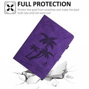 For 10 inch Universal Coconut Tree Embossed Leather Tablet Case(Purple)