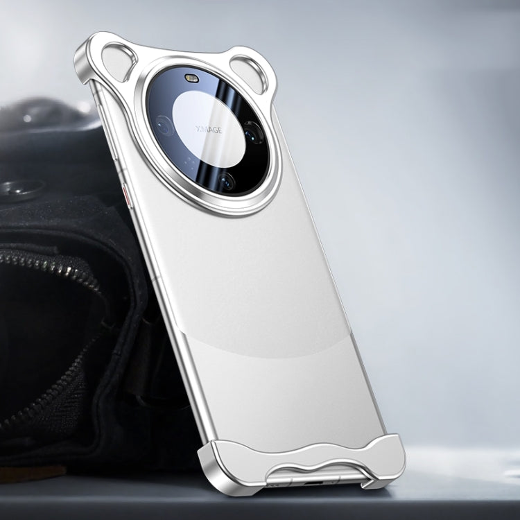 For Huawei Mate 60 Pro+ Frameless Metal Corner Pad Phone Case with Lens Film(Silver)