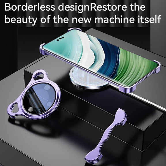 For Huawei Mate 60 Pro+ Frameless Metal Corner Pad Phone Case with Lens Film(Green)