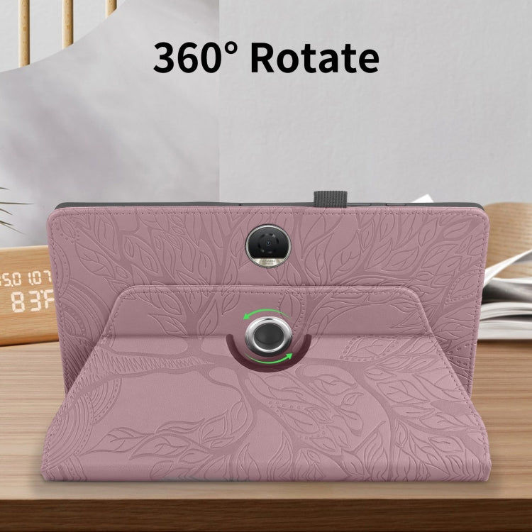 For Honor Pad 9 Tree Life Embossed Rotation Leather Tablet Case(Rose Gold)