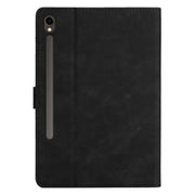 For Samsung Galaxy Tab S9 X710/X716B/X718U Coconut Tree Embossed Smart Leather Tablet Case(Black)