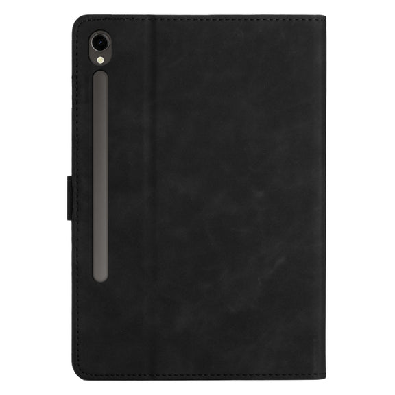 For Samsung Galaxy Tab S9 X710/X716B/X718U Coconut Tree Embossed Smart Leather Tablet Case(Black)