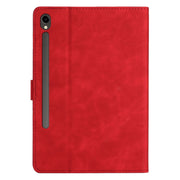 For Samsung Galaxy Tab S9 X710/X716B/X718U Coconut Tree Embossed Smart Leather Tablet Case(Red)