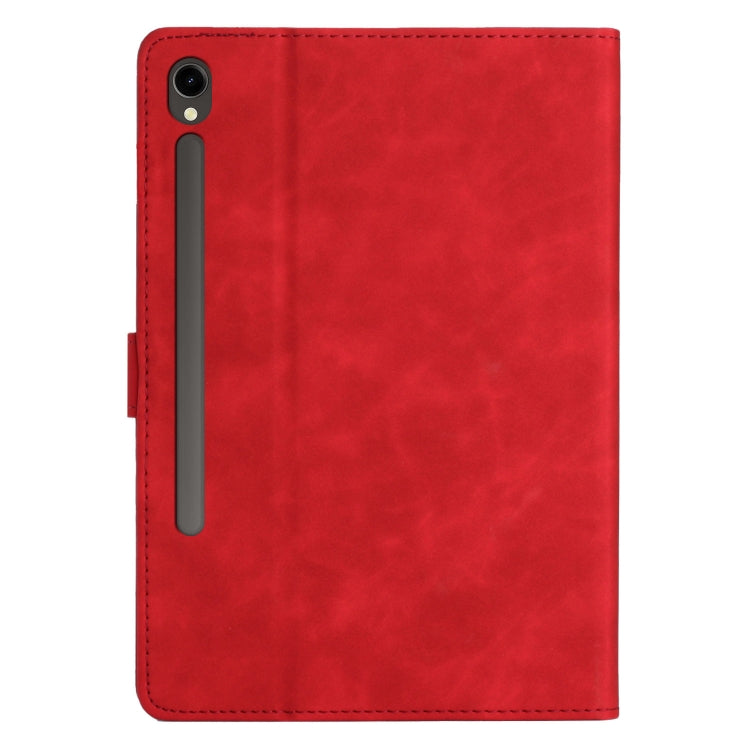 For Samsung Galaxy Tab S9 X710/X716B/X718U Coconut Tree Embossed Smart Leather Tablet Case(Red)