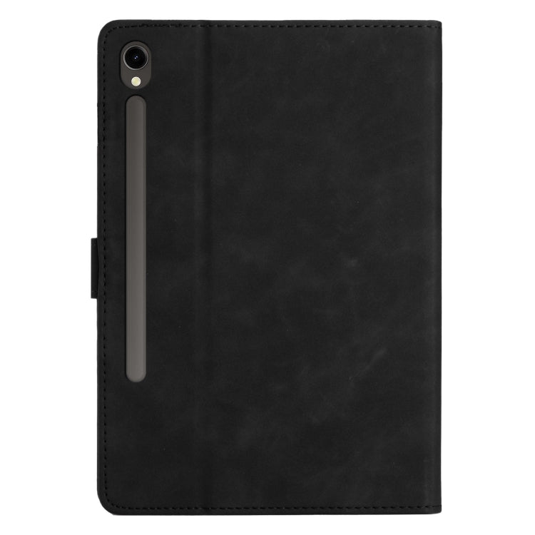 For Samsung Galaxy Tab S9 FE X510/X516B Coconut Tree Embossed Smart Leather Tablet Case(Black)