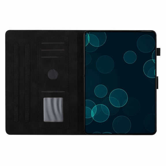For Samsung Galaxy Tab S9 FE X510/X516B Coconut Tree Embossed Smart Leather Tablet Case(Black)