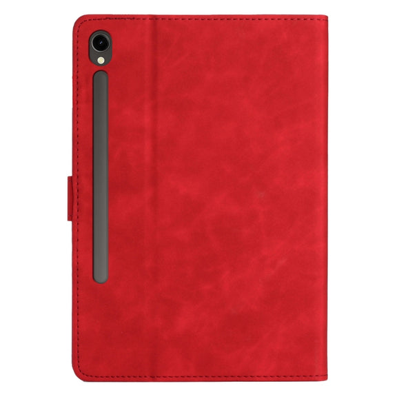 For Samsung Galaxy Tab S9 FE X510/X516B Coconut Tree Embossed Smart Leather Tablet Case(Red)