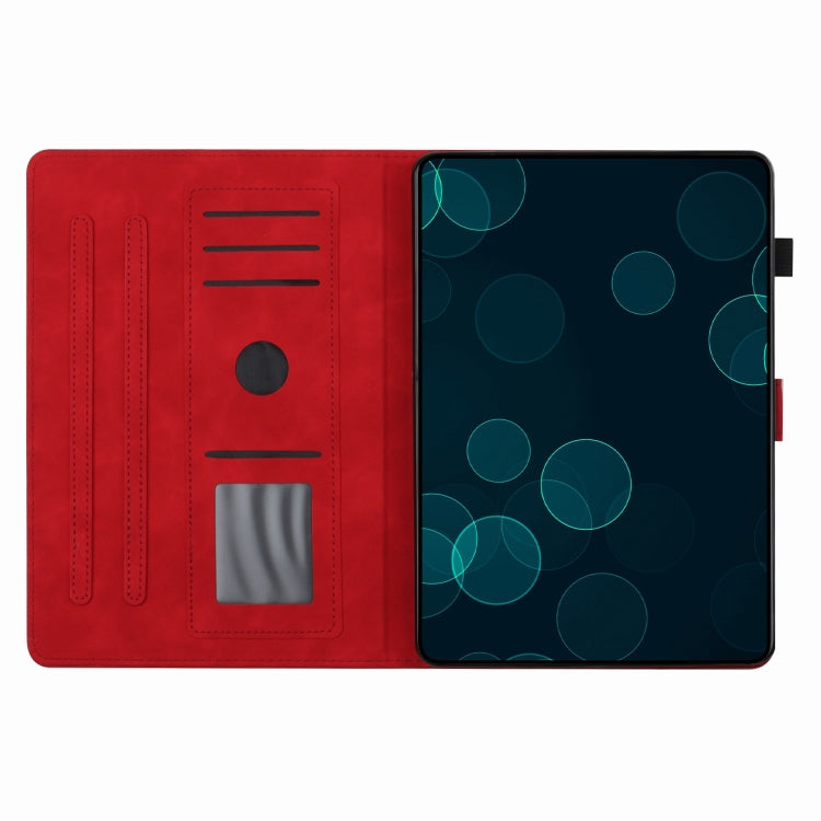For Samsung Galaxy Tab S9 FE X510/X516B Coconut Tree Embossed Smart Leather Tablet Case(Red)