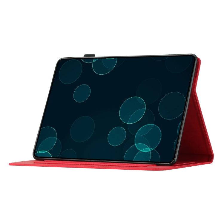 For Samsung Galaxy Tab S9 FE X510/X516B Coconut Tree Embossed Smart Leather Tablet Case(Red)