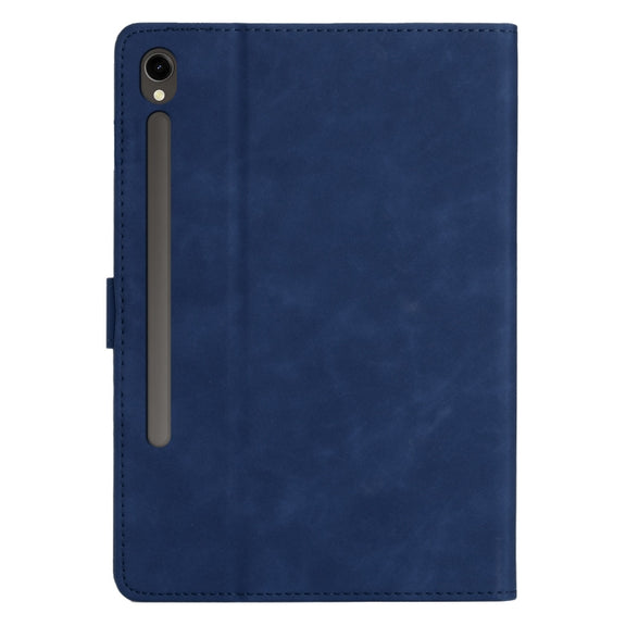 For Samsung Galaxy Tab S9 FE X510/X516B Coconut Tree Embossed Smart Leather Tablet Case(Blue)