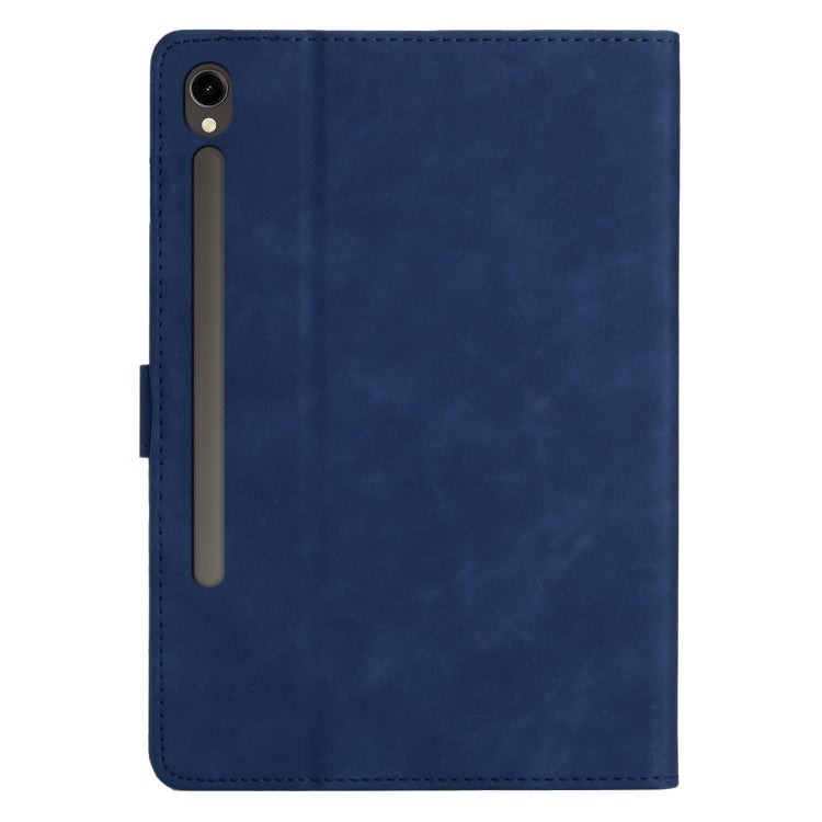 For Samsung Galaxy Tab S9 FE X510/X516B Coconut Tree Embossed Smart Leather Tablet Case(Blue)