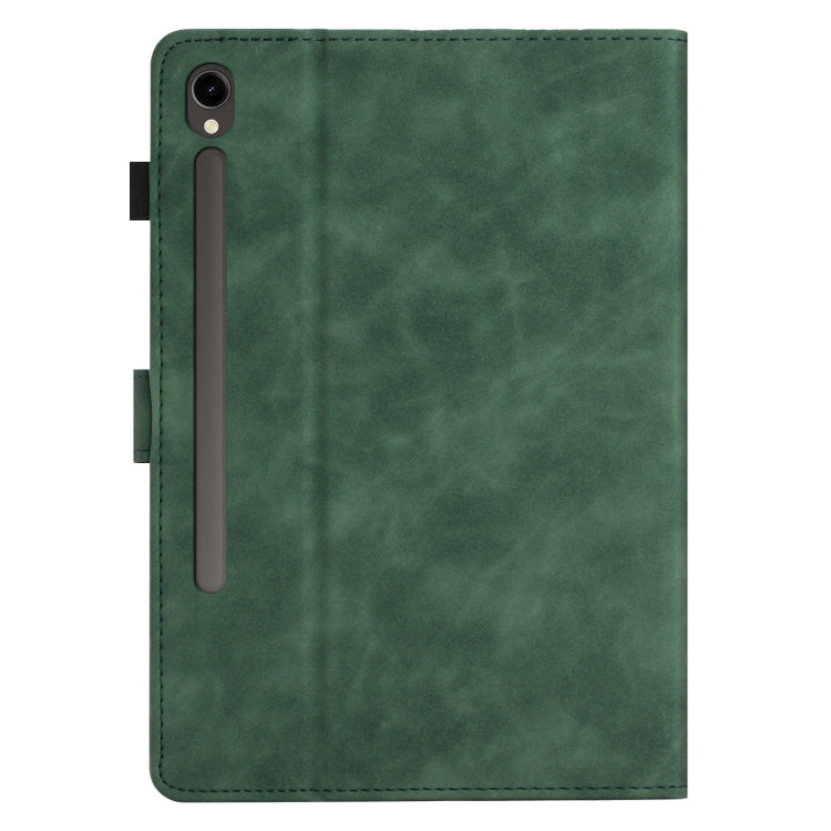 For Samsung Galaxy Tab S9 FE X510/X516B Coconut Tree Embossed Smart Leather Tablet Case(Green)