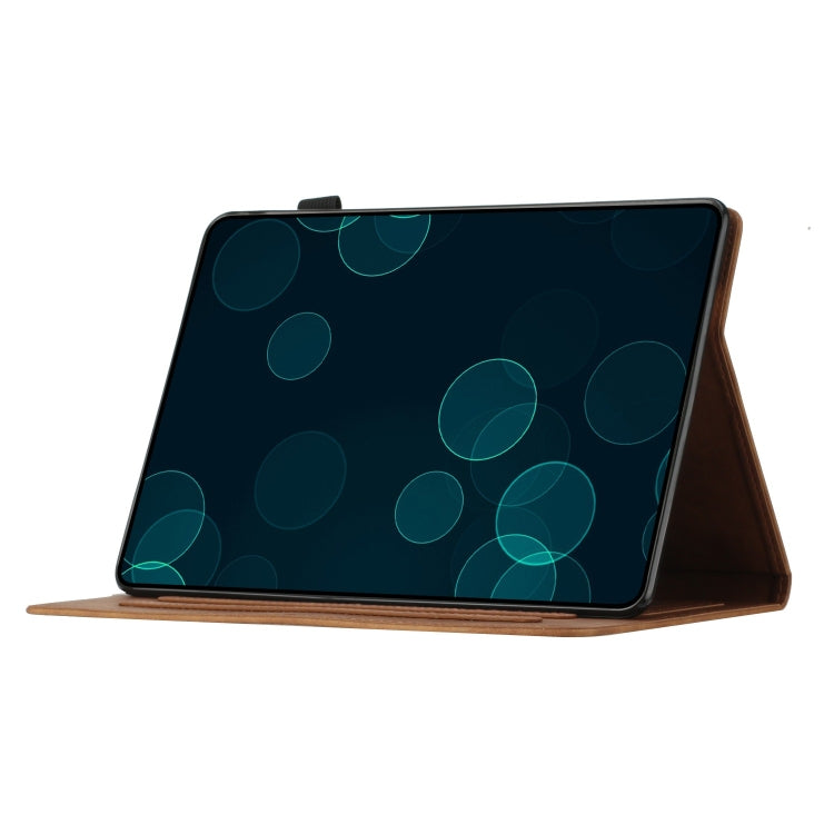For Samsung Galaxy Tab S9 FE X510/X516B Coconut Tree Embossed Smart Leather Tablet Case(Brown)