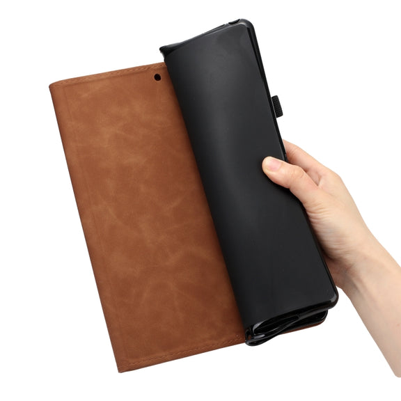 For Samsung Galaxy Tab S9 FE X510/X516B Coconut Tree Embossed Smart Leather Tablet Case(Brown)