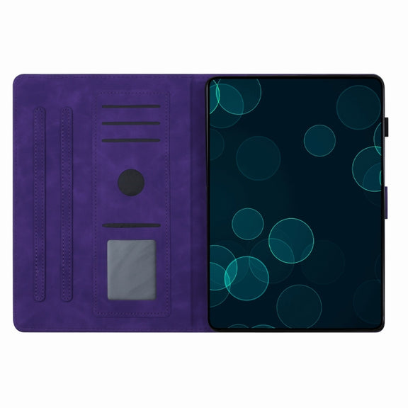 For Samsung Galaxy Tab S9 FE X510/X516B Coconut Tree Embossed Smart Leather Tablet Case(Purple)