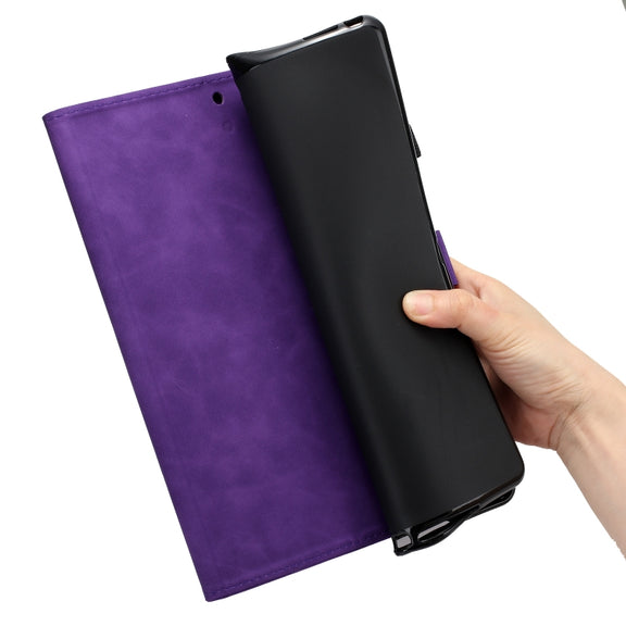 For Samsung Galaxy Tab S9 FE X510/X516B Coconut Tree Embossed Smart Leather Tablet Case(Purple)