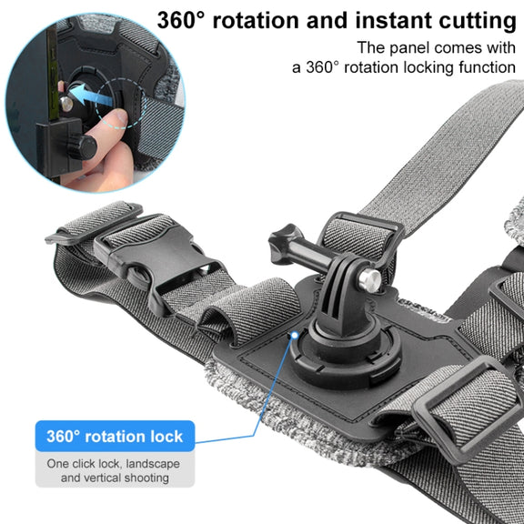4 in 1 Adjustable Body Mount Belt Chest Strap with Mount & Screw(Grey)