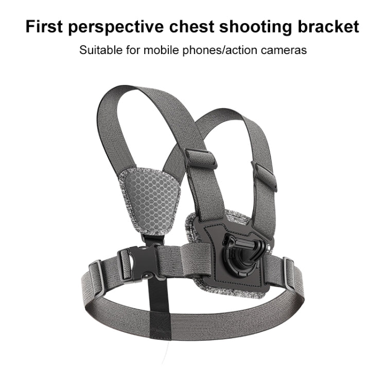 3 in 1 Adjustable Body Mount Belt Chest Strap with Mount & Screw(Grey)