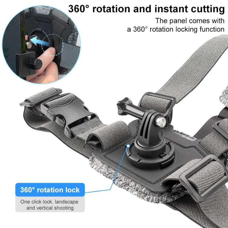3 in 1 Adjustable Body Mount Belt Chest Strap with Mount & Screw(Grey)