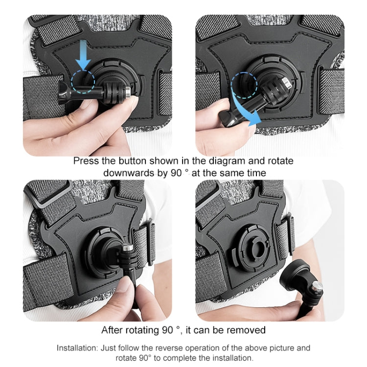 3 in 1 Adjustable Body Mount Belt Chest Strap with Mount & Screw(Grey)