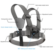 6 in 1 360 Phone Clamp Adjustable Body Mount Belt Chest Strap with Mount & Screw(Grey)