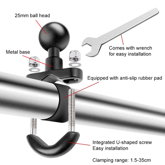 3 in 1 U-Type Mount Selfie Stick Motorcycle Clamps Handlebar Fixed Mount