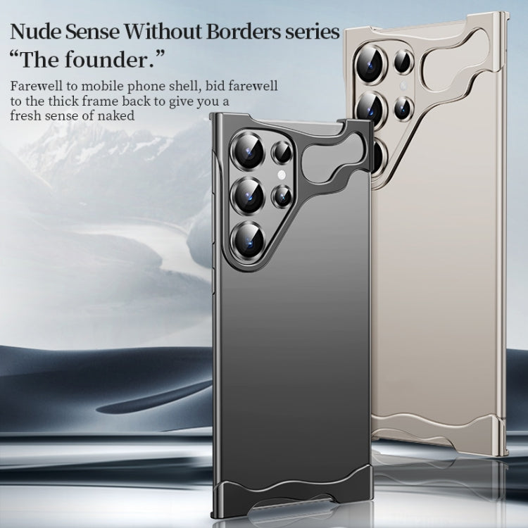 For Samsung Galaxy S24 Ultra 5G Frameless Metal Corner Pad Phone Case with Lens Film(Black)