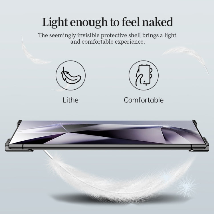 For Samsung Galaxy S24 Ultra 5G Frameless Metal Corner Pad Phone Case with Lens Film(Black)