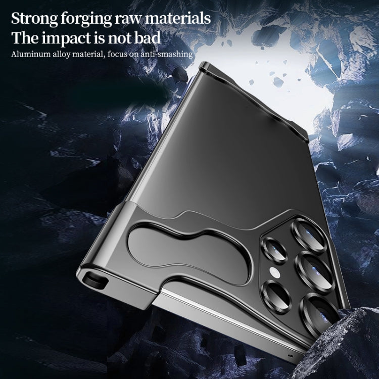 For Samsung Galaxy S24 Ultra 5G Frameless Metal Corner Pad Phone Case with Lens Film(Black)