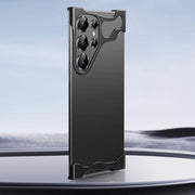 For Samsung Galaxy S25 Ultra 5G Frameless Metal Corner Pad Phone Case with Lens Film(Black)