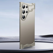 For Samsung Galaxy S25 Ultra 5G Frameless Metal Corner Pad Phone Case with Lens Film(Grey)
